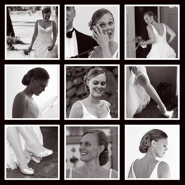 Collage med bilder på bruden.